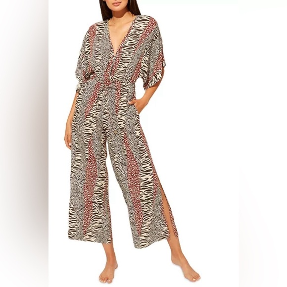Bleu Rod Beattie Pants - Bleu Rod Beattie Black and White Snakeskin Jumpsuit, size M